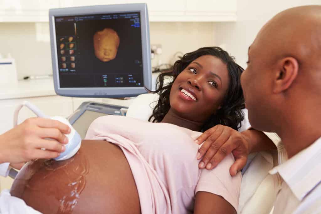 A woman during scan