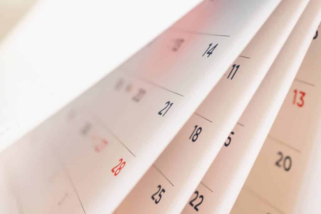 calendar helping to calculate the body